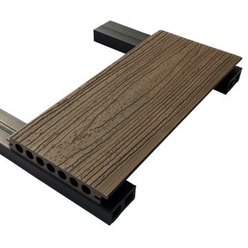 Decking de Co-extrusion composé en plastique en bois extérieur de Wpc